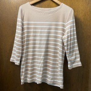 Croft and Barrow 3/4 sleeve striped boat neck top Sz L